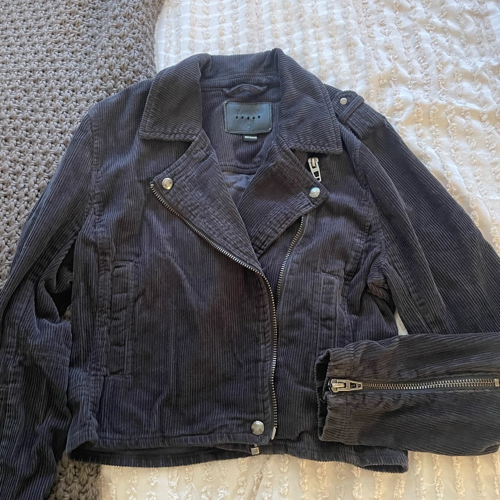 Blank NYC Women's Corduroy Utility Jacket in Dark Gray